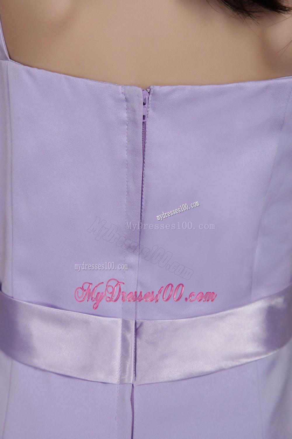 Lilac Straps Brush Train Sash Flower Girl Dress