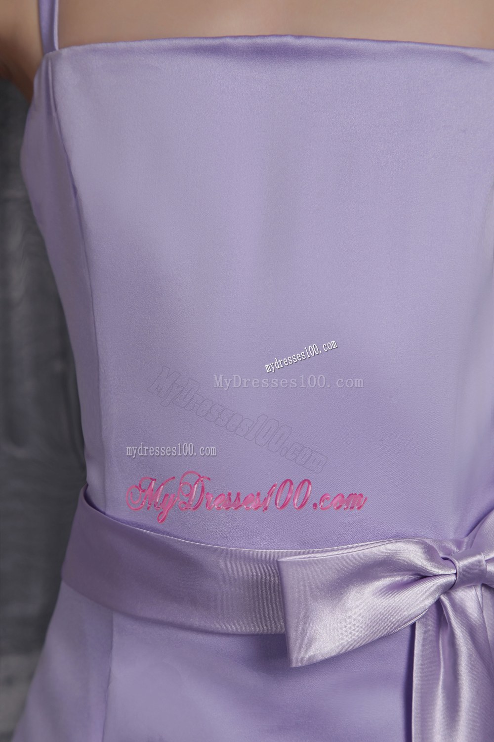 Lilac Straps Brush Train Sash Flower Girl Dress