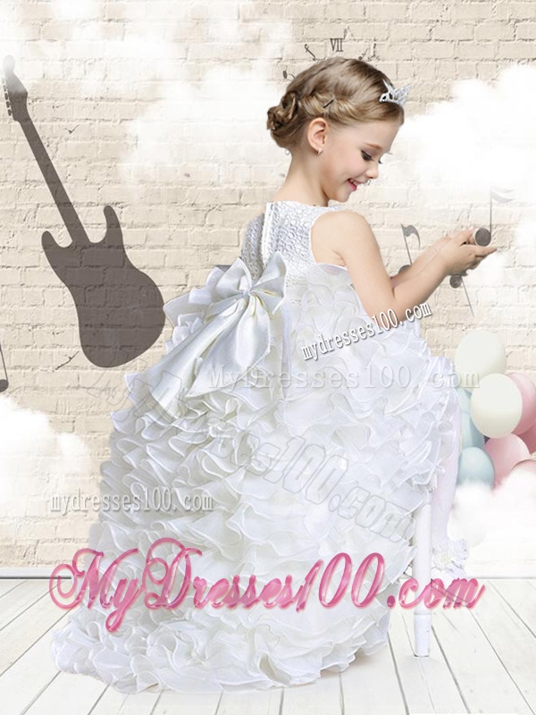 Lovely Scoop High Low White Flower Girl Dresses with Ruffled Layers