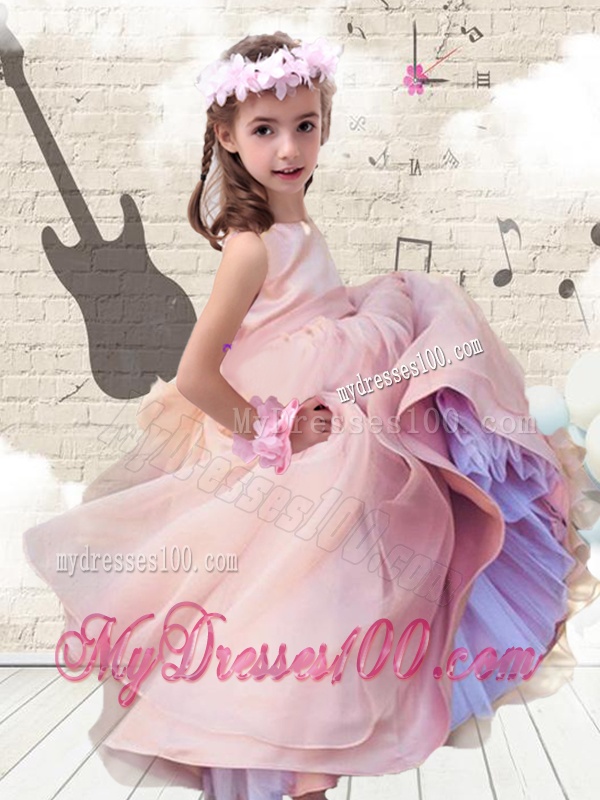 Pretty Ball Gown Peach Flower Girl Dresses with Bowknot