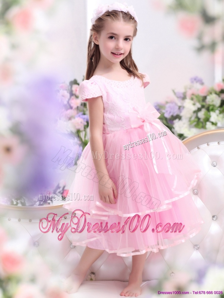 Unique Bowknot and Appliques Flower Girl Dresses for 2016