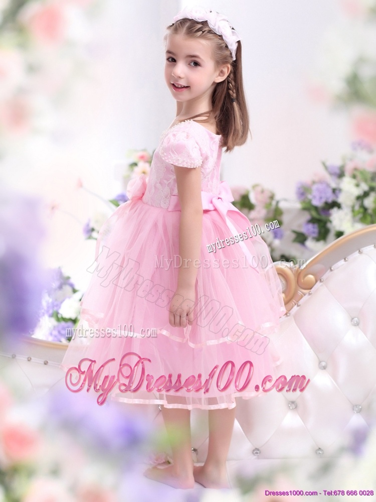 Unique Bowknot and Appliques Flower Girl Dresses for 2016