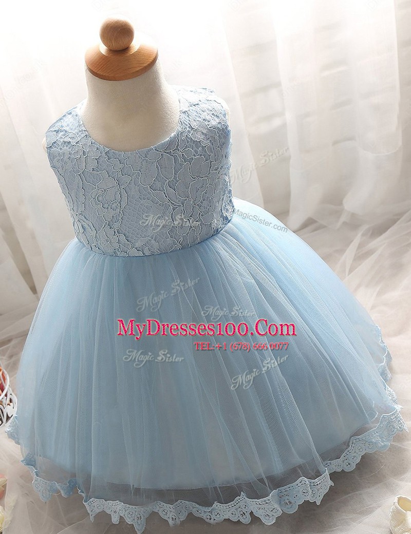 Fantastic Scoop Baby Pink Sleeveless Floor Length Lace Zipper Flower Girl Dresses
