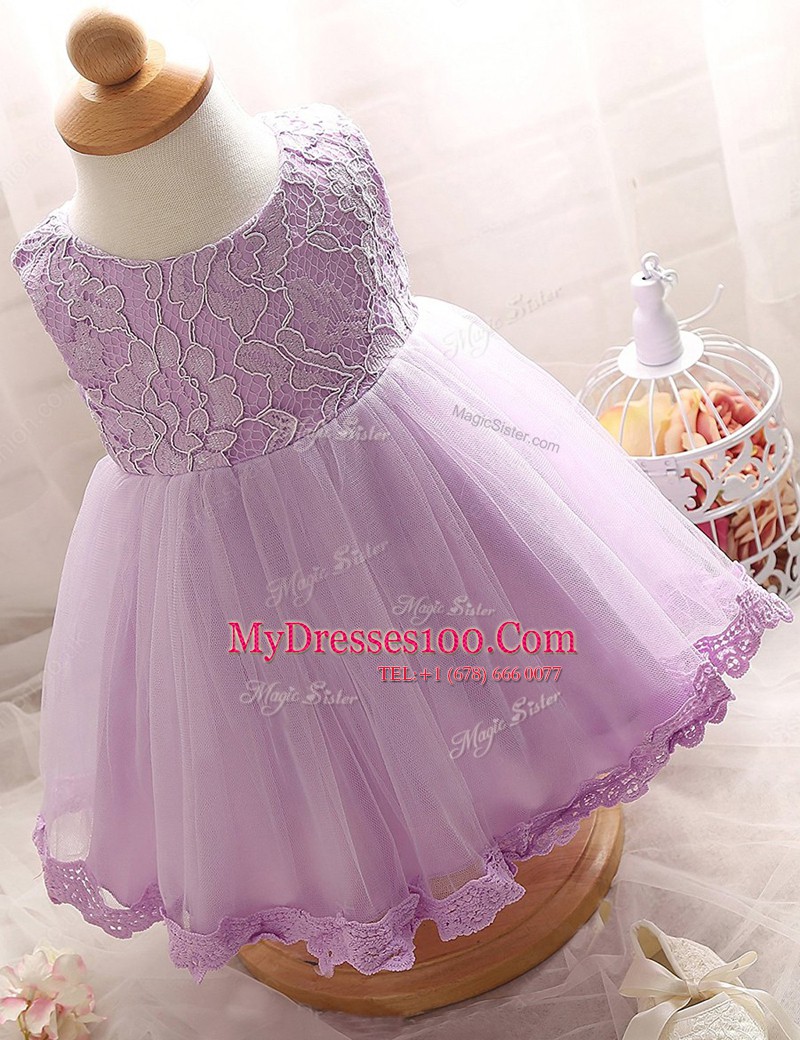 Fantastic Scoop Baby Pink Sleeveless Floor Length Lace Zipper Flower Girl Dresses