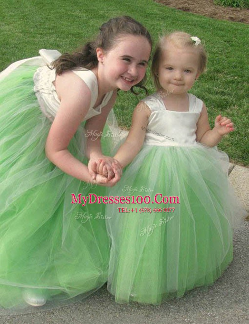 Square Sleeveless Lace Up Toddler Flower Girl Dress Tulle