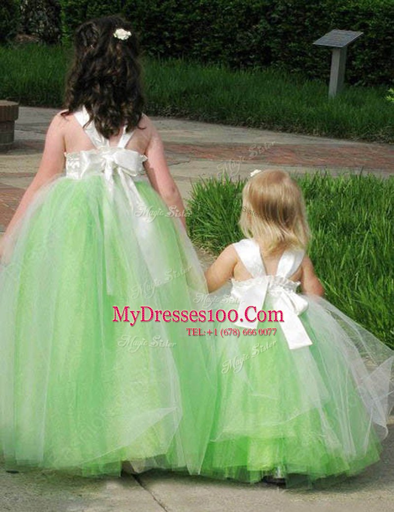 Square Sleeveless Lace Up Toddler Flower Girl Dress Tulle