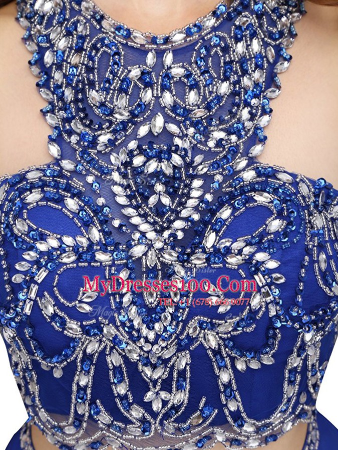 Scoop Chiffon Sleeveless Mini Length Custom Made and Beading