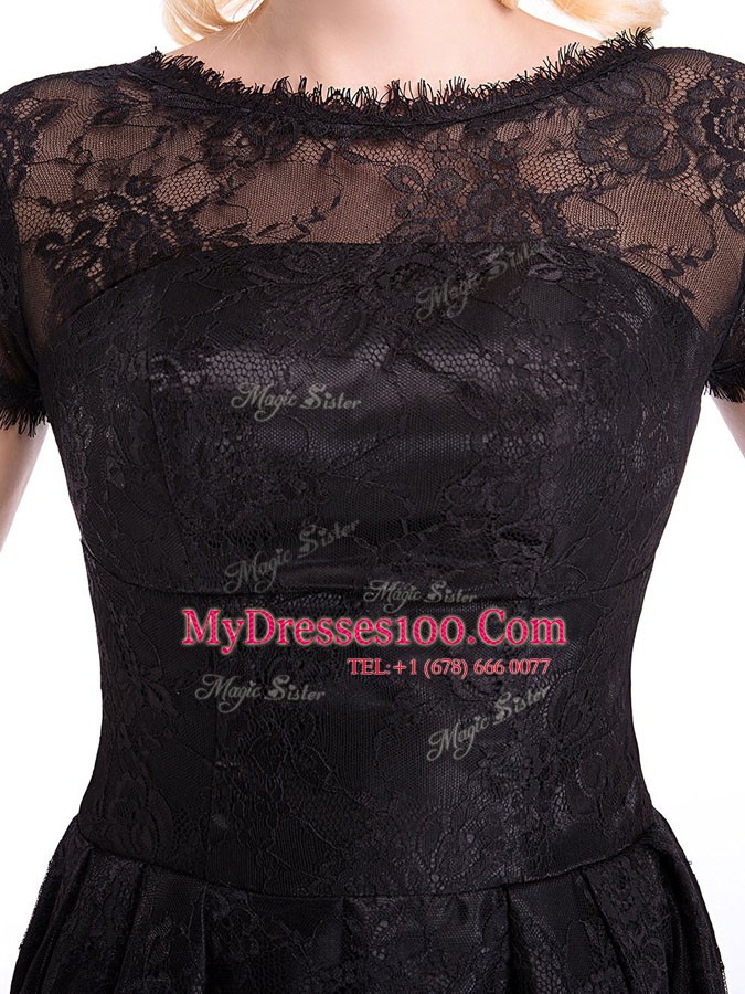 Custom Fit Lace Short Sleeves Knee Length Cocktail Dress and Lace