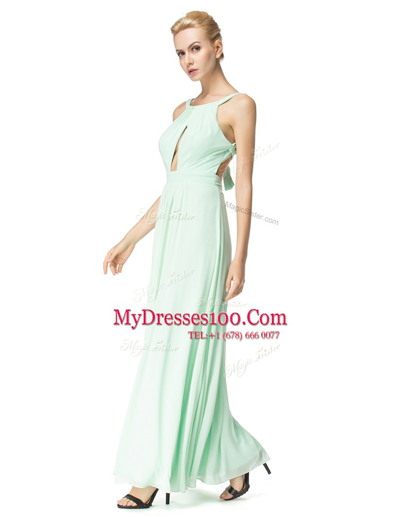 Perfect Scoop Chiffon Sleeveless Floor Length Prom Gown and Ruching