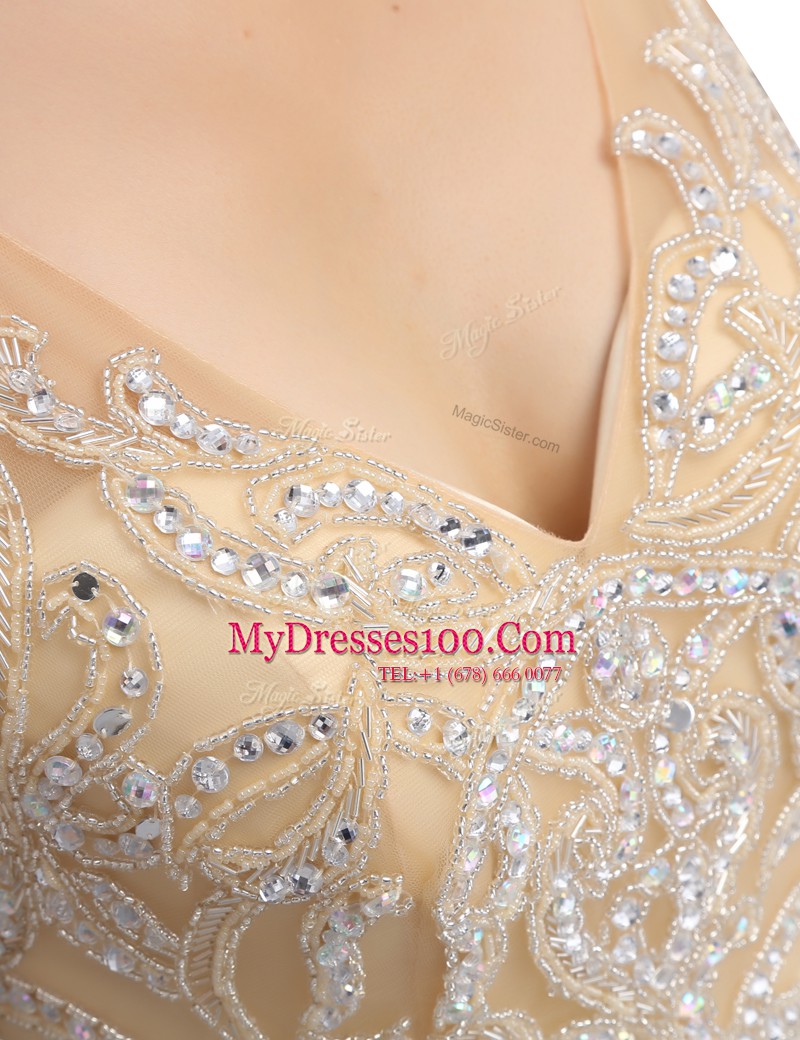 Sumptuous White Chiffon Backless Spaghetti Straps Sleeveless Mini Length Prom Dresses Beading
