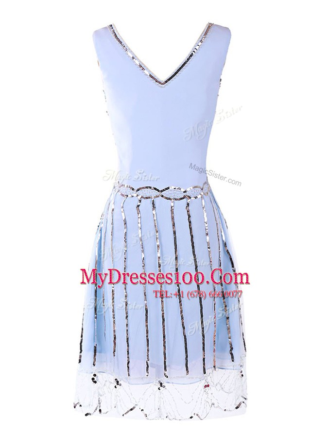Scoop Sleeveless Prom Evening Gown Mini Length Sequins Lavender Tulle