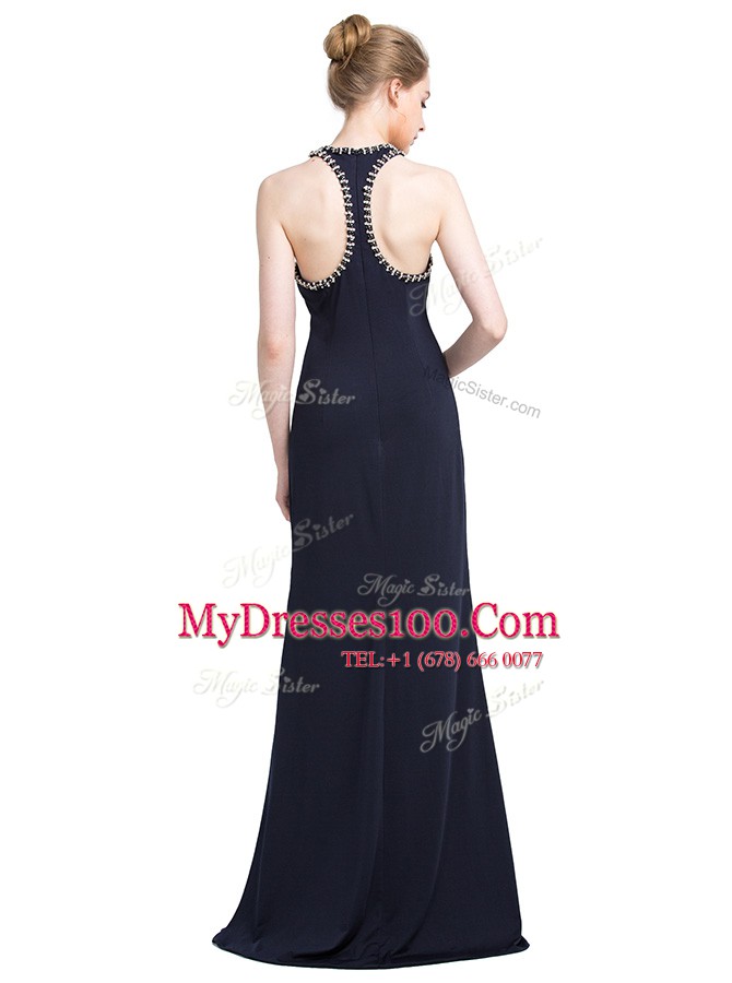 Smart High-neck Sleeveless Chiffon Dress for Prom Beading Zipper