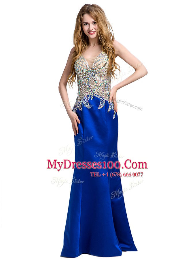 Sleeveless Beading Backless Evening Dress