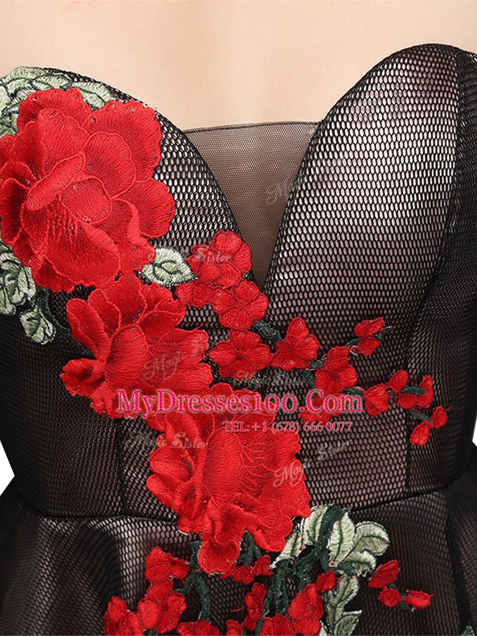 Multi-color Silk Like Satin Zipper Prom Party Dress Sleeveless Knee Length Embroidery