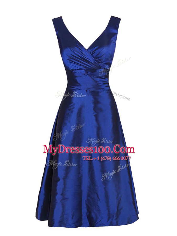Luxury Navy Blue Prom Party Dress Prom and Party and For with Sashes ribbons V-neck Sleeveless Zipper