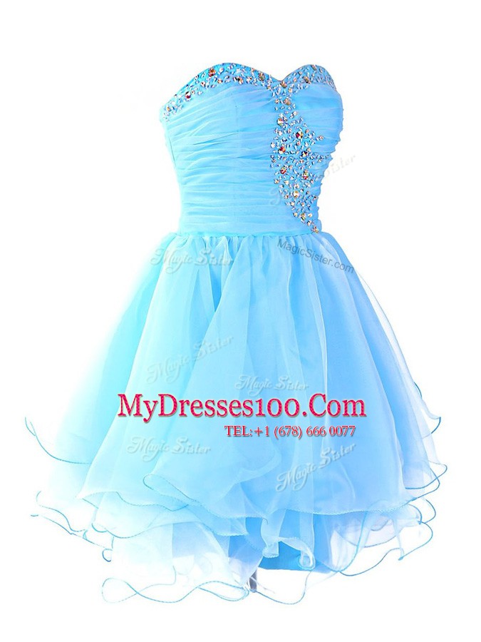 Smart Organza Sleeveless Mini Length Evening Dress and Beading and Ruffled Layers