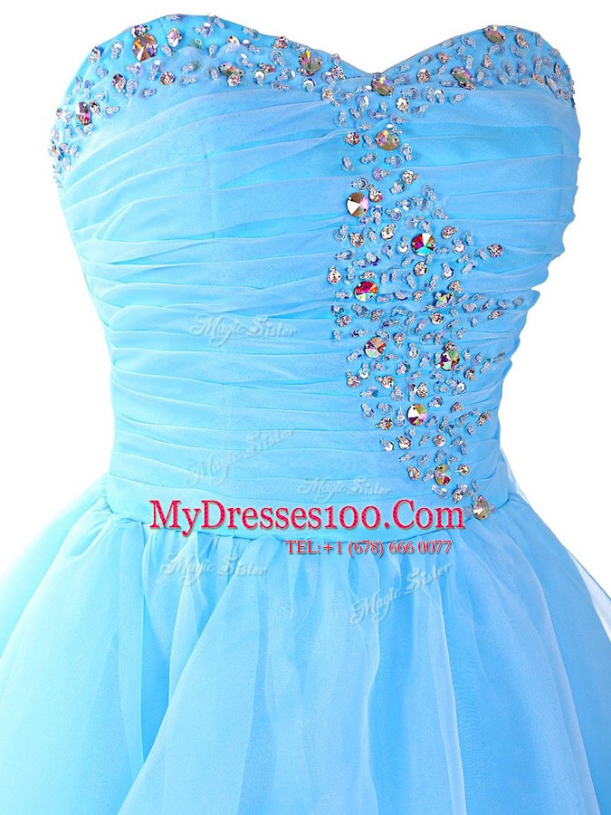 Smart Organza Sleeveless Mini Length Evening Dress and Beading and Ruffled Layers