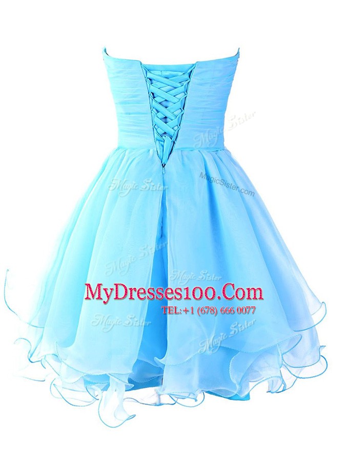 Smart Organza Sleeveless Mini Length Evening Dress and Beading and Ruffled Layers