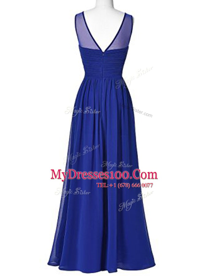 New Arrival Scoop Chiffon Sleeveless Floor Length Prom Gown and Beading