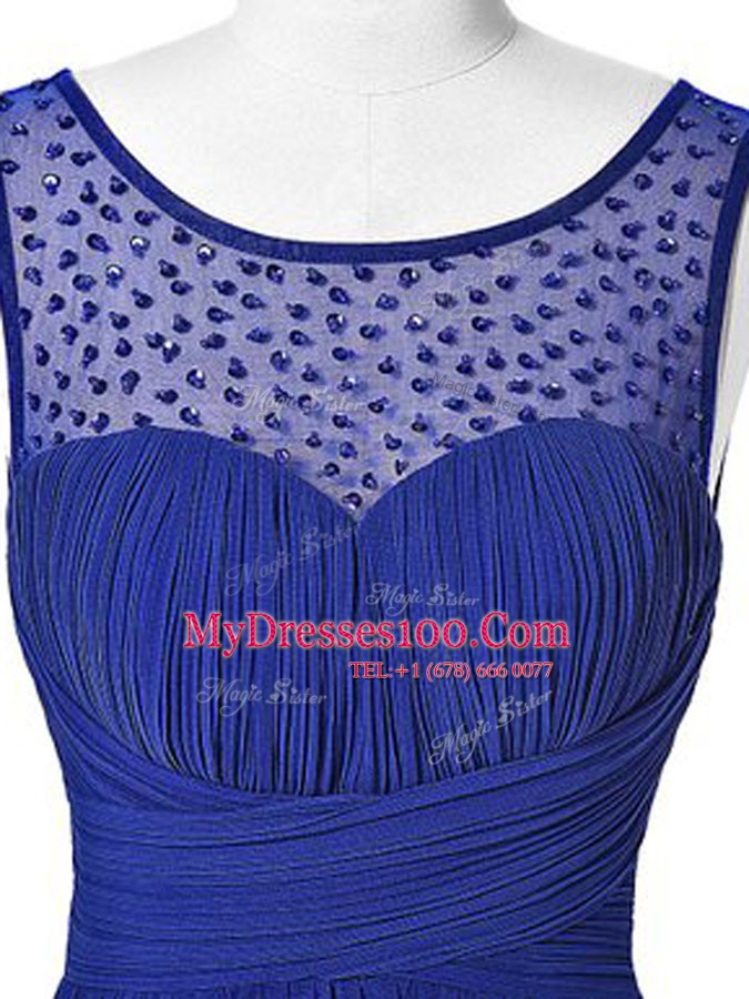 New Arrival Scoop Chiffon Sleeveless Floor Length Prom Gown and Beading