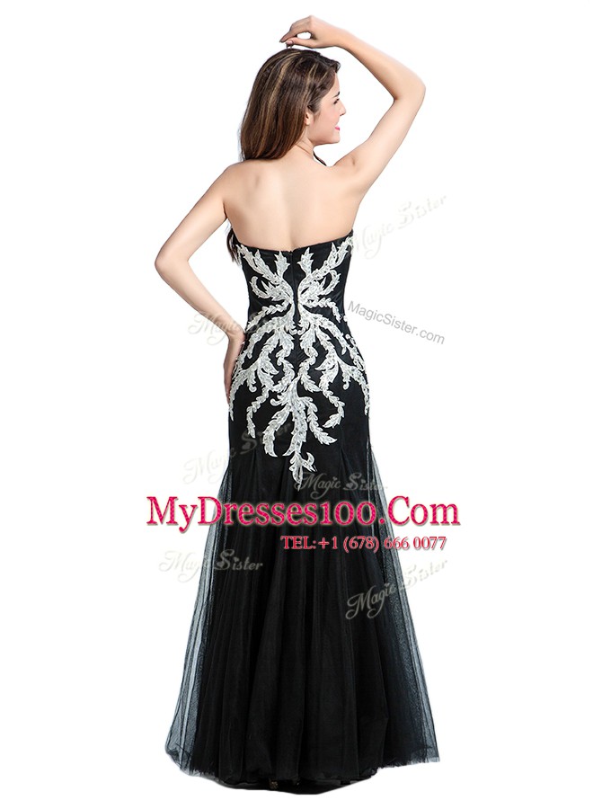 Admirable Sweetheart Sleeveless Zipper Prom Dress Black Tulle