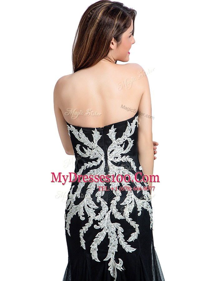 Admirable Sweetheart Sleeveless Zipper Prom Dress Black Tulle