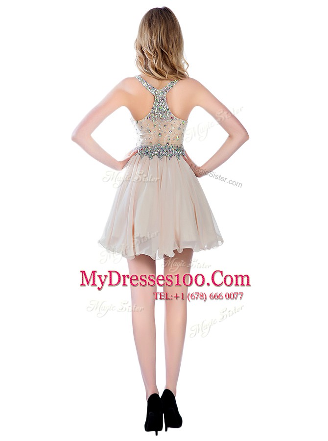 Mini Length Pink Prom Party Dress V-neck Sleeveless Zipper