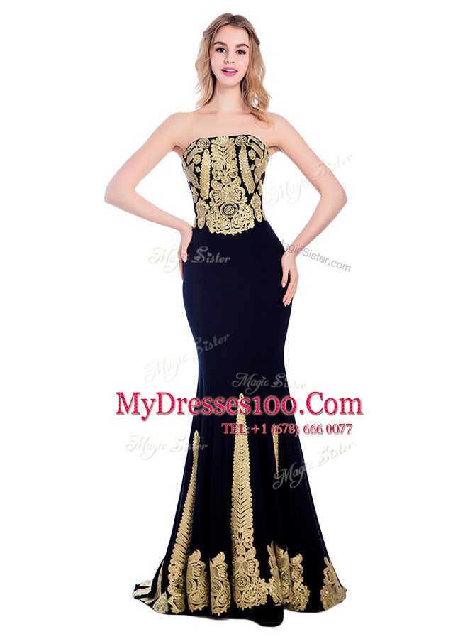 Chic With Train Mermaid Sleeveless Black Homecoming Dress Sweep Train Zipper