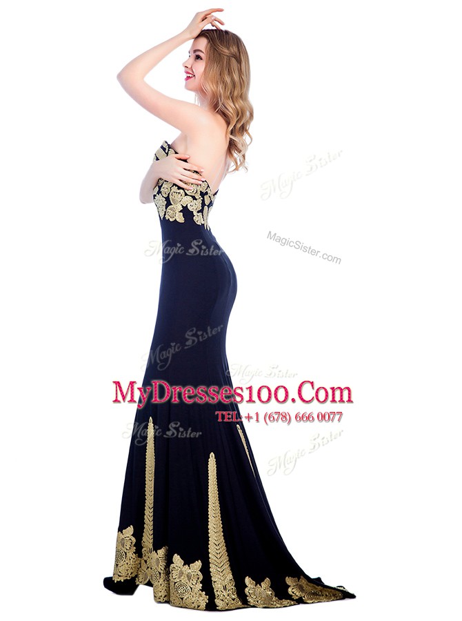 Chic With Train Mermaid Sleeveless Black Homecoming Dress Sweep Train Zipper