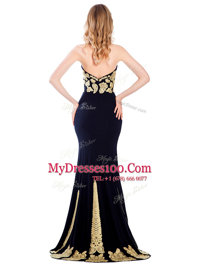 Chic With Train Mermaid Sleeveless Black Homecoming Dress Sweep Train Zipper