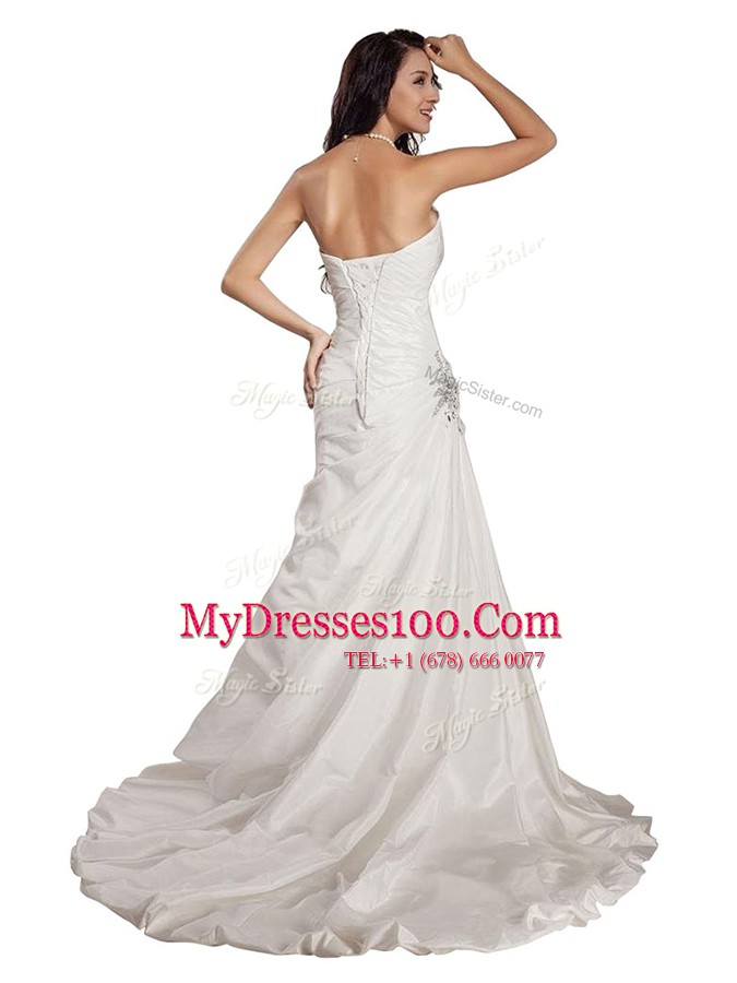Cheap White Sweetheart Neckline Beading Homecoming Dress Sleeveless Lace Up