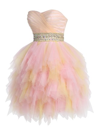 Ruffled Sweetheart Sleeveless Zipper Prom Party Dress Multi-color Tulle