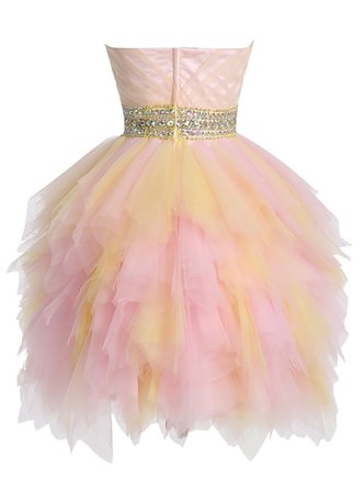 Ruffled Sweetheart Sleeveless Zipper Prom Party Dress Multi-color Tulle