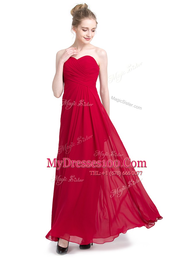 Glorious Sweetheart Sleeveless Chiffon Prom Dresses Ruching Zipper