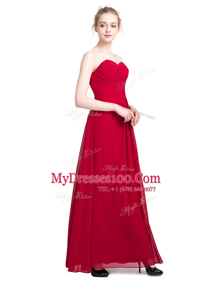 Glorious Sweetheart Sleeveless Chiffon Prom Dresses Ruching Zipper
