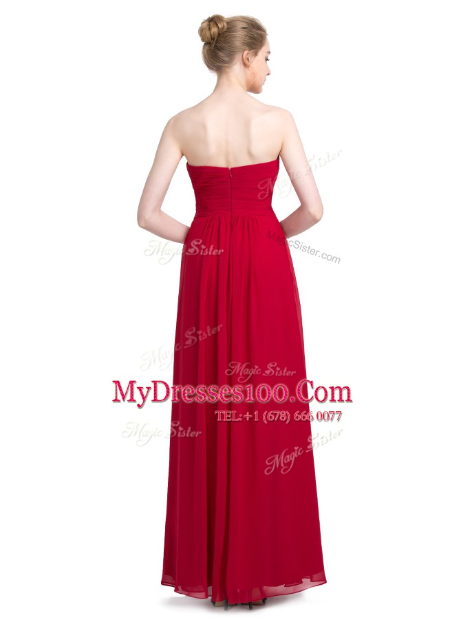 Glorious Sweetheart Sleeveless Chiffon Prom Dresses Ruching Zipper