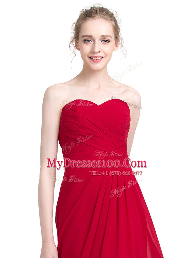 Glorious Sweetheart Sleeveless Chiffon Prom Dresses Ruching Zipper