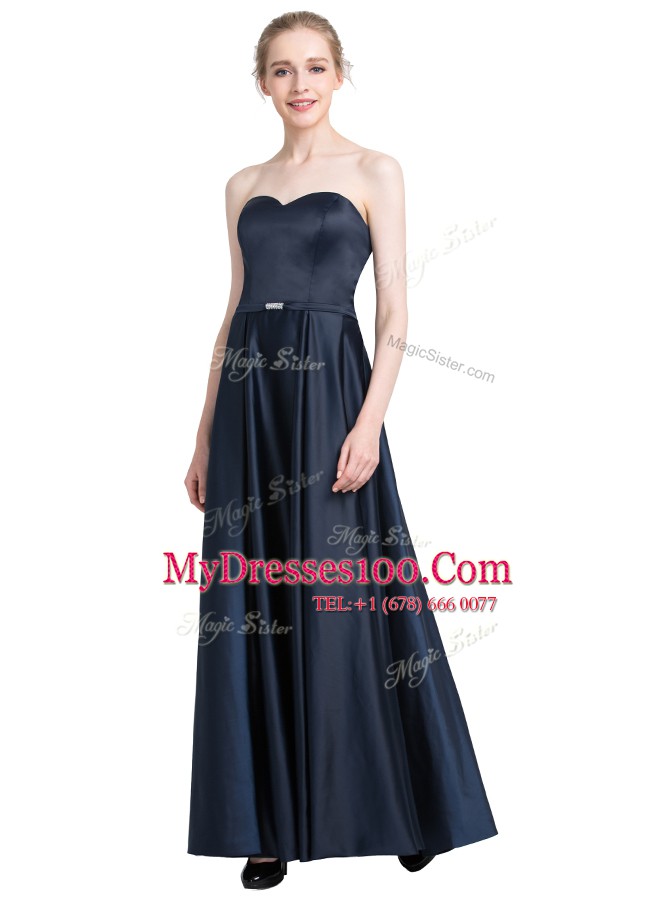 Satin Sweetheart Sleeveless Zipper Beading Homecoming Dress in Black