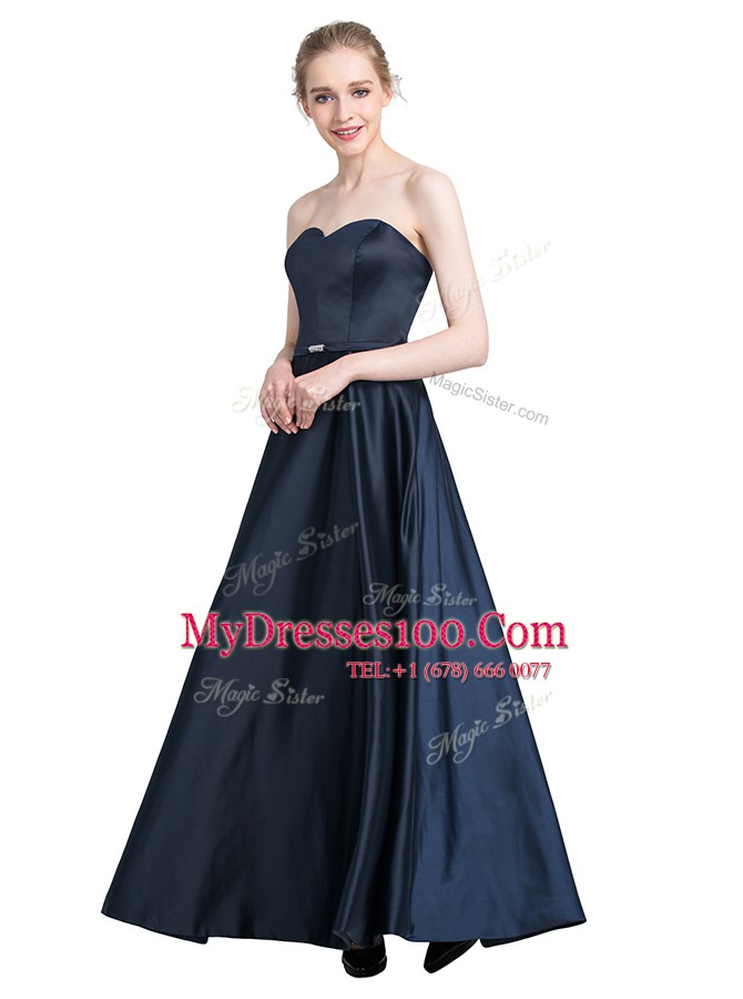 Satin Sweetheart Sleeveless Zipper Beading Homecoming Dress in Black