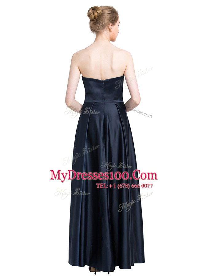 Satin Sweetheart Sleeveless Zipper Beading Homecoming Dress in Black