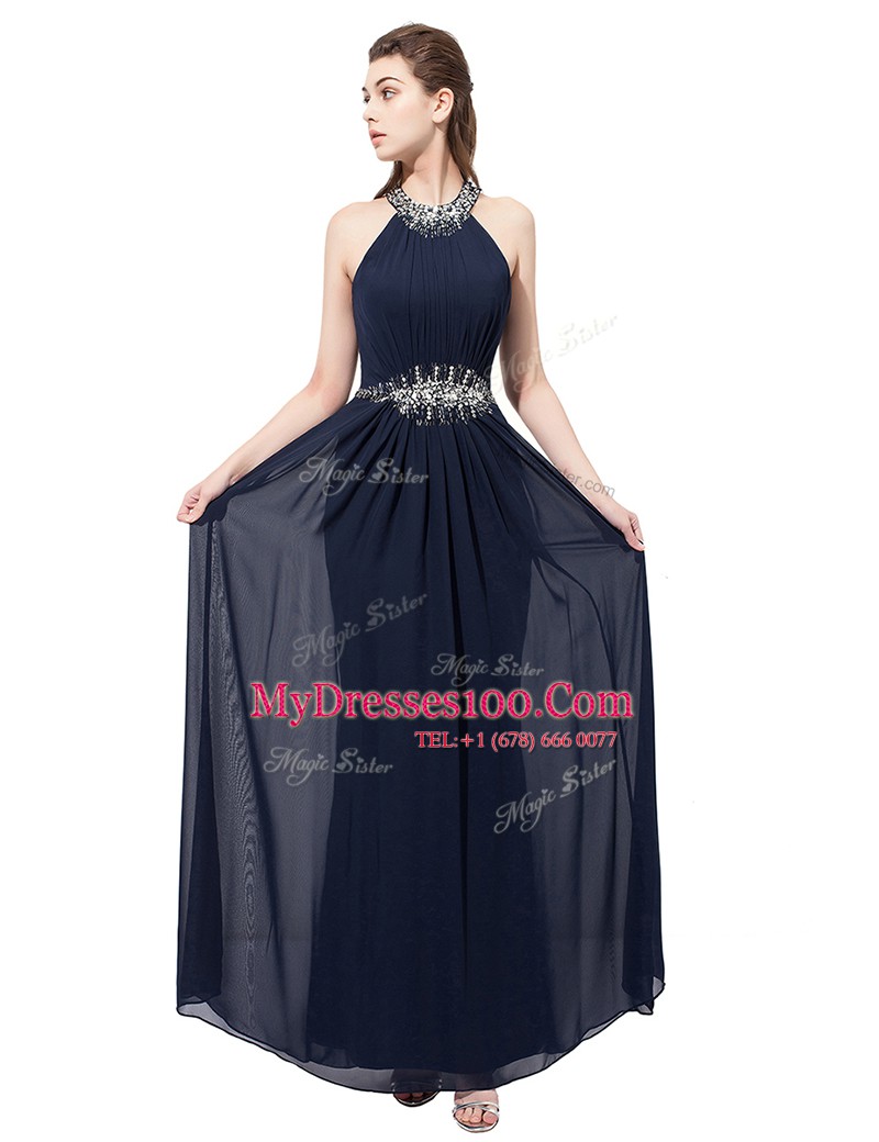 Charming Scoop Sleeveless Chiffon Homecoming Dress Beading Side Zipper