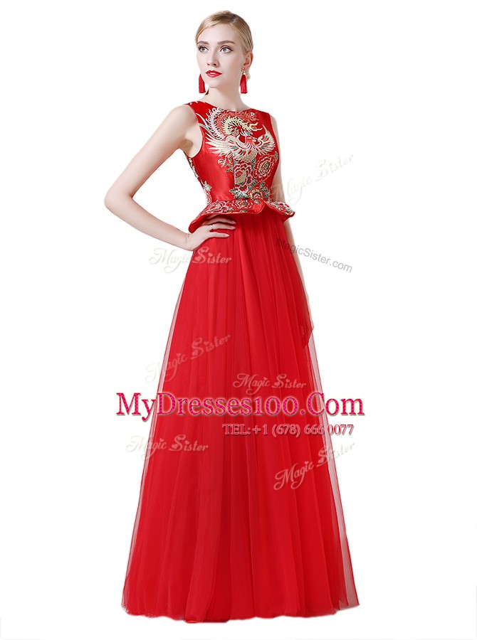 Beauteous Scoop Sleeveless Beading and Appliques Zipper Prom Party Dress