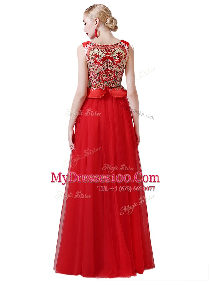 Beauteous Scoop Sleeveless Beading and Appliques Zipper Prom Party Dress