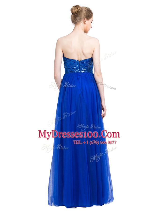 Royal Blue Prom and Party and For with Sequins Sweetheart Sleeveless Zipper