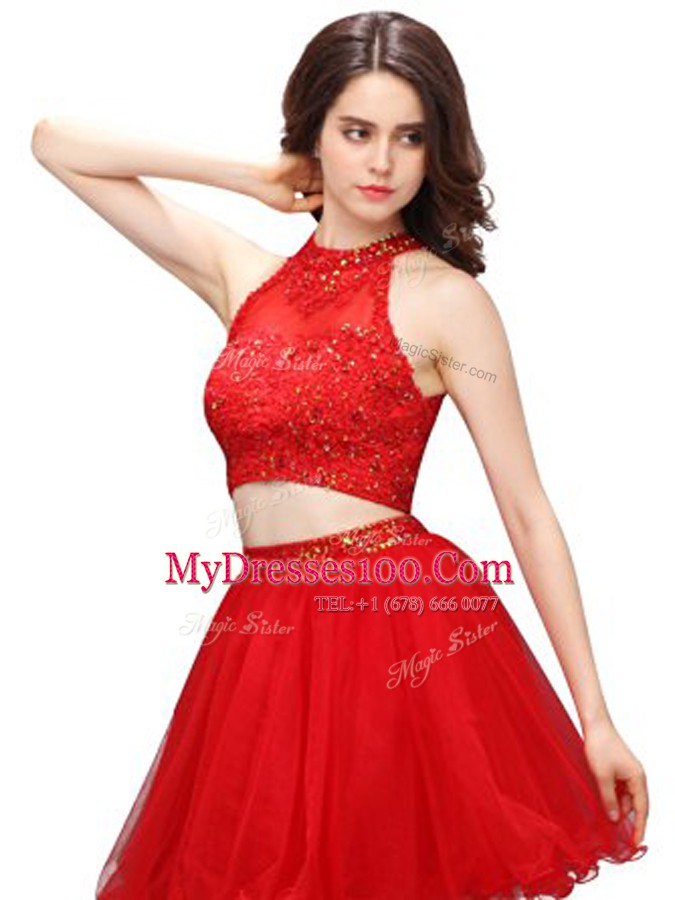 Organza Sleeveless Mini Length Homecoming Dress and Beading