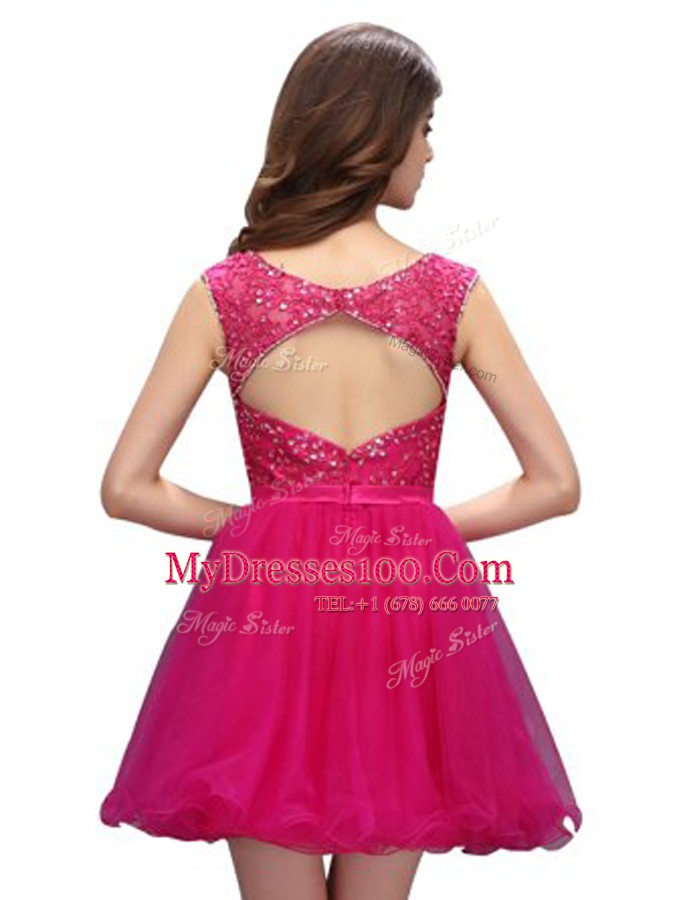 Sleeveless Mini Length Beading Zipper Prom Dresses with Lavender