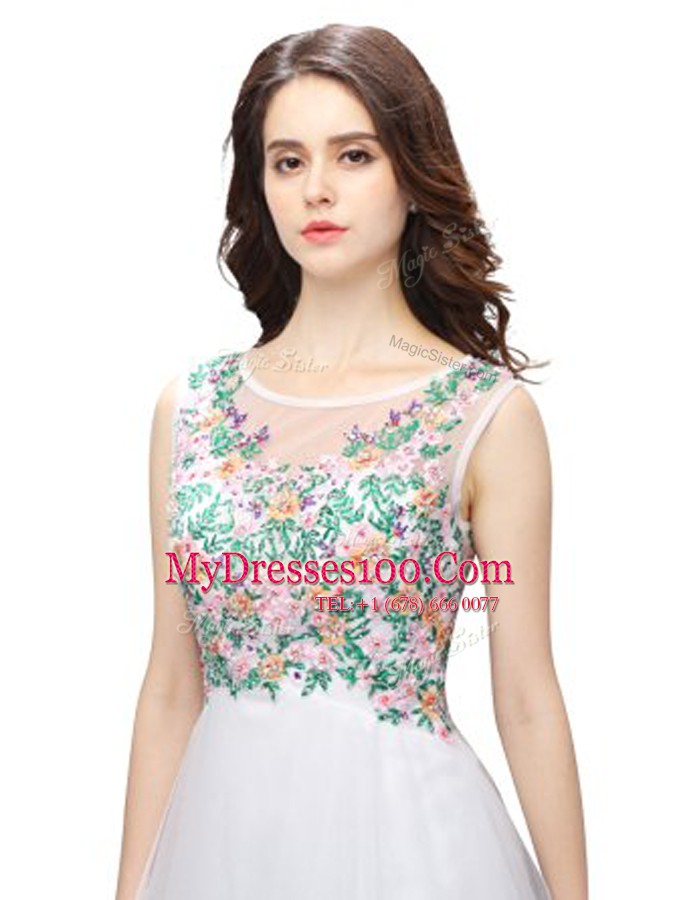 Latest Mini Length White Prom Party Dress Scoop Sleeveless Zipper