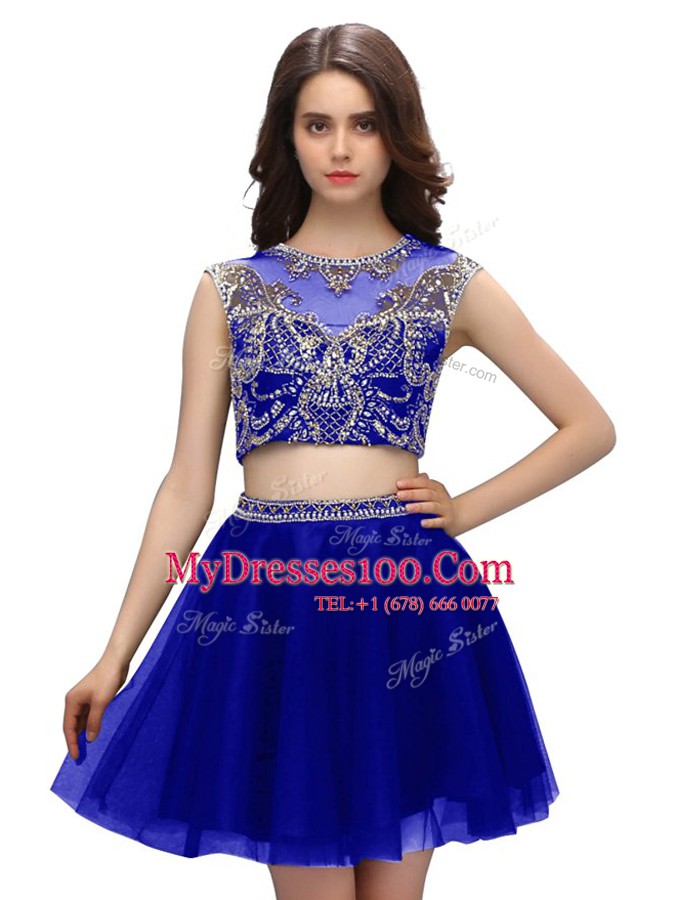 Romantic Scoop Sleeveless Beading Criss Cross Evening Dress