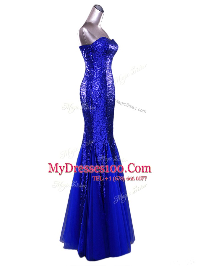 Dynamic Mermaid Sequins Dress for Prom Gold Zipper Sleeveless Floor Length