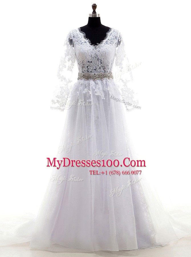 Artistic Lilac Tulle Clasp Handle Wedding Gowns Sleeveless With Train Court Train Lace